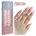 Kit de faux ongles courts amande style French rose et blanc avec boîte, modèle FS001 - Style Français Classique Rose Blanc (FS001)