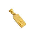 Goldene Titanstahl-Halskette mit mattem Rechteck-Anhänger und poliertem Buchstaben C - C-Einzelanhänger