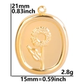 Dettaglio del ciondolo vintage a girasole dorato 21x15mm con dimensioni e peso indicati - Ciondolo / Oro