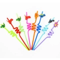 Colorful spiral dinosaur straws for kids' parties made of flexible plastic and silicone - Straw