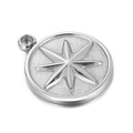 Makroaufnahme von silbernem Edelstahl-Sternanhänger mit geprägtem achtzackigem Stern-Detail - 18mm Stil (KLJ3817-Z)