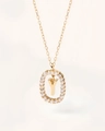 Collana in argento 925 placcata oro 18K con ciondolo lettera Y e zirconi scintillanti - Stile ciondolo lettera Y ovale con pavé di zirconi / Argento 925 / 50cm (40+5+5cm) / Oro