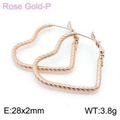 Pendientes de aro con forma de corazón en oro rosa y diseño trenzado, diámetro 28 mm - 28x2mm / Oro rosa