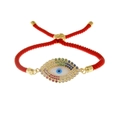 Adjustable red woven Evil Eye bracelet with gold-plated crystal charms for women - Evil Eye Red Rope / Red