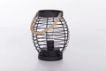 Black iron wire lantern with LED bulb and hemp rope handle in modern Nordic style - Handheld Lantern / Warm Light-Battery Type