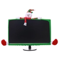 Christmas snowman monitor cover with green elastic border and red plush boots - Snowman Style