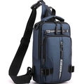 Wasserdichte marineblaue taktische Brusttasche für Herren mit USB-Anschluss - Standard 5-Taschen / Dunkelblau