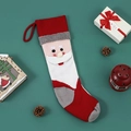 Calza natalizia in maglia con figura di Babbo Natale 3D in rosso, bianco e grigio - Babbo Natale