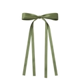 Detail of elegant olive green satin ribbon bow with smooth texture and subtle luster - Olive Green