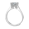 Silver adjustable crown ring with large round solitaire zircon and side accent diamonds - Adjustable Open / J203 1 Carat
