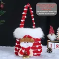 Sac cadeau de Noël en tricot rouge avec motif flocon et figurine du Père Noël - Père Noël en Velours Flocon de Neige Tricoté
