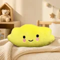 Yellow plush cloud dog toy with embroidered smiley face and pink blush detail - Cloud / Yellow