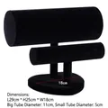 Black velvet 2-tier T-bar headband stand for jewelry display 29x25x18cm size - Heart-Shaped Headband Stand / Black