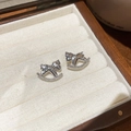Eleganti orecchini a lobo a forma di cavallo a dondolo placcati oro 18K con cristalli - Cavallo a Dondolo in Strass Argentato (3# Perno in Argento)