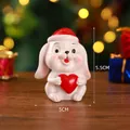 Miniature Christmas resin rabbit figurine with red Santa hat and heart, 5.5cm height - Little Rabbit