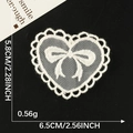 Cream heart lace embroidery patch with bow pattern for DIY hair accessories and clothing - White Heart Vintage Bow