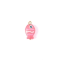 Detailed view of a pink glass fish pendant with golden loop for DIY jewelry crafting - Gold Coral (Single Hole 12#)