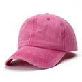 Detailed view of the rose pink washed cotton baseball cap with contrast stitching - Adjustable / Rose Red