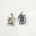 Pendentif en émail avec fleur de rose argentée ajourée pour colliers et bijoux DIY - #1 Argent Creux Peint Floral