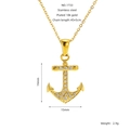Collana con ancora in acciaio inossidabile placcato oro 18k e zirconi lucenti - Acciaio Inossidabile Placcato Oro 18K / Stile Ciondolo Ancora (1733)