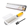 Yellow handled 18/8 stainless steel cheese grater set with cover and cleaning brush - Color Box / Yellow