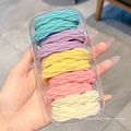Set of 5 colorful elastic hair scrunchies with wavy texture in a clear storage box - 10 Pieces in Box / 4# Ice Cream Argyle Pattern