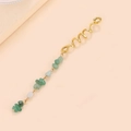 Ethnic gold spiral hair clip with green and white beads for braided hairstyles - Dark Green Long E9303