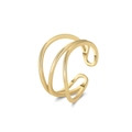 Minimalist 14K gold plated S925 sterling silver multilayer C-shaped open ring in gold - 14K Gold Color (GAR04-14K)