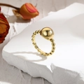 Bague ouverte en cuivre plaqué or 18 carats avec bille lisse pour un style minimaliste - Style Doré (ZYN-DMR178G)