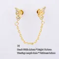 316L gold plated butterfly chain earring with white zircon micro-inlaid details - 7# Connected Butterfly (Gold) / Single/0.8mm Pin