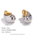 Boucles d'oreilles goutte bicolores en acier inoxydable plaqué or 18K et argent - Boucles d'Oreilles Clous Patchwork Goutte d'Eau Or Argent Mixte