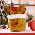 Weihnachts-Rentier-Geschenkbeutel aus braunem Filz und weißem Plüsch, Größe 13cm x 10cm - Glänzender Stoff Kordelzug Rentier