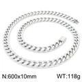 Cadena cubana de plata pulida para hombre de acero inoxidable de tamaño 600x10mm - Collar Color Acero (KN226665-KFC) / 600x10mm
