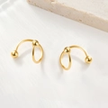 Pendientes de bola en plata de ley 925 con acabado dorado y diseño de espiral - Color Oro-Estilo de Bola (Individual-Oreja Izquierda)