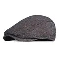 Classic retro herringbone tweed flat cap in brown grey for autumn and winter men's fashion - L(56-58cm) / Coffee