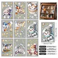 9-teiliges Set niedlicher Schneemann und Rentier Weihnachtliche Fensteraufkleber - 9 Blätter 3D-Strickmütze Schneemann Set