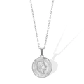 Silver geometric coin pendant necklace with 18K stainless steel portrait design - Silver Swiss Portrait Coin Necklace (5562P)