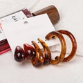5-piece gold earring set with tortoise shell resin hoops and teardrop studs for women - Brown Tortoiseshell Texture (41)
