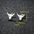 Minimalist silver bull head stainless steel stud earrings for men and women - 057 Bull Head Steel