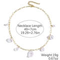 Gold chain necklace with baroque pearls featuring 49cm length and 7cm extension - Multi Irregular Pearl Gold Thin Chain Necklace (N2511-4)