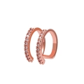 Elegant rose gold double-layer ear cuff featuring shimmering pavé set cubic zirconia - Rose Gold (03RoseGold1775)