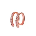 Elegant rose gold double-layer ear cuff featuring shimmering pavé set cubic zirconia - Rose Gold (03RoseGold1775)
