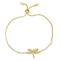 Adjustable gold butterfly bracelet with sparkling zircon stones and a sliding clasp - Style C-Full Zirconia Dragonfly