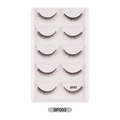 Five pairs of natural black false eyelashes in style BF003 with a crisscross fan pattern - Crisscross Style (BF003)