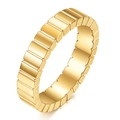 Elegante anello da 4 mm in acciaio inossidabile placcato oro 18K con texture Grosgrain - US 6 / Oro