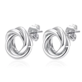 Orecchini a cerchio in acciaio inossidabile argento con design a nodo intrecciato - Placcato Oro 18K / Color Acciaio