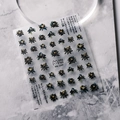 3D nail art stickers with deep blue and gold lotus ink flower design, model MN-236F - 5D Embossed Gold Edge Lotus Style (MN-236F)