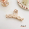Large cream apricot plush hair claw clip with matte finish and 11cm diameter size - Braided Style / Diameter Approx 11cm / Beige