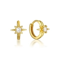 Eleganti orecchini a cerchio a stella in oro S925 con zirconi bianchi brillanti - Oro