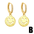 Goldene Smile-Ohrringe mit Strasssteinen und LOVE Me Gravur für Damen - Love Me Smiley Stil B / Gold